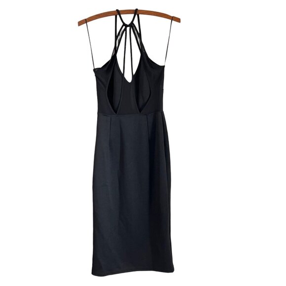 Oh My Love London Black Mesh Cut Out Back Midi Bodycon Dress Size Small - Picture 7 of 7